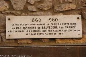 plaque commémorative du centenaire du rattachement de Belvédère à la France