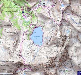 carte de randonnée autour du lac d'Allos